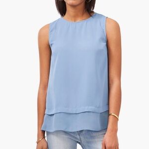 Vince Camuto Layered Canyon Blue Top